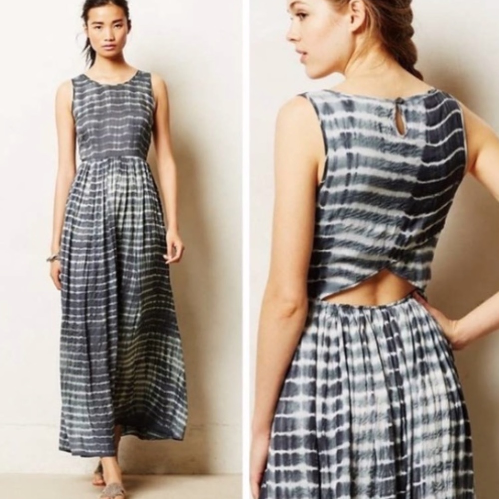 Anthropologie Neuw Shibori Open Back Maxi Dress